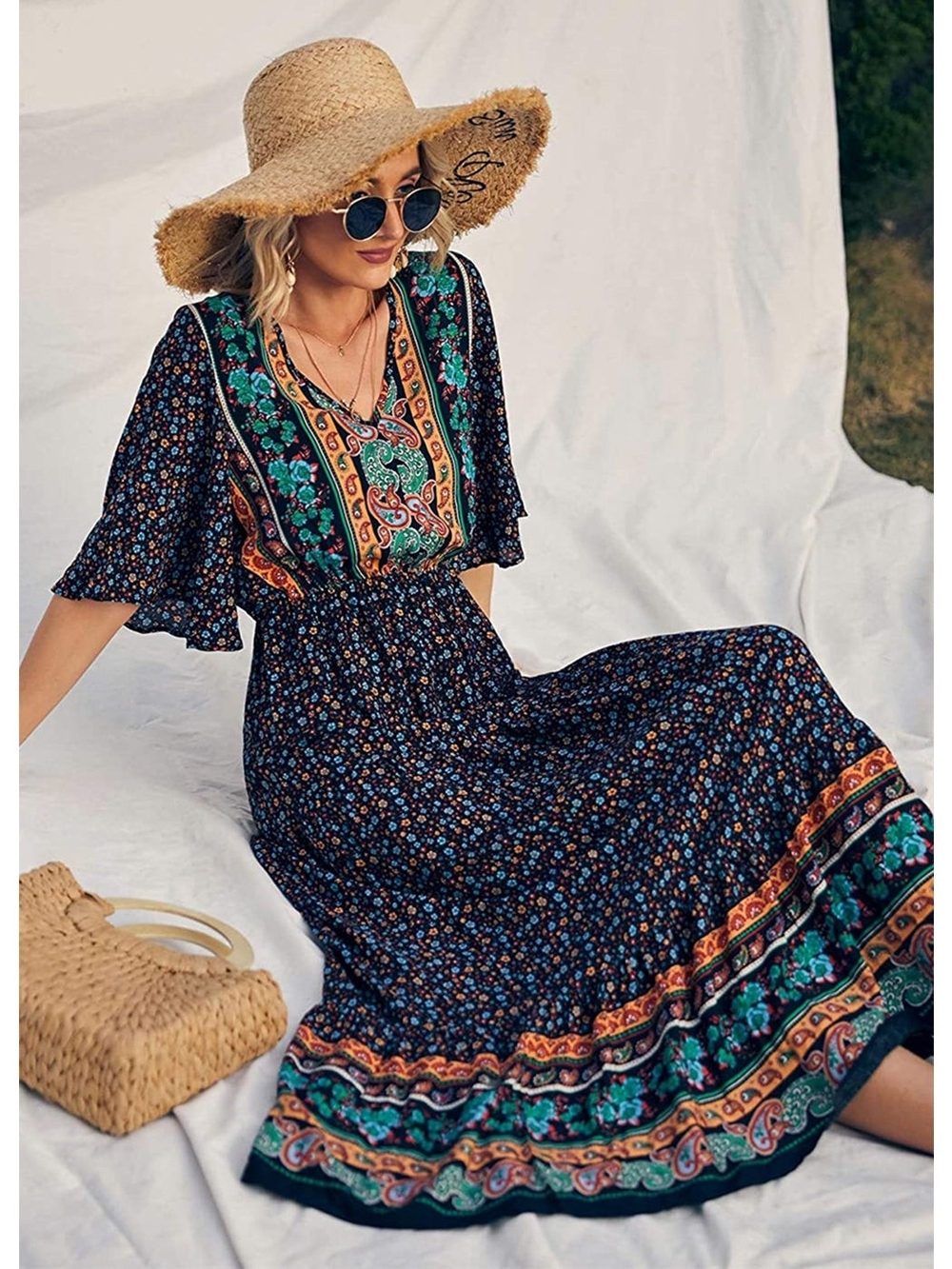 PrettyGarden Bohemian Floral Maxi Dress